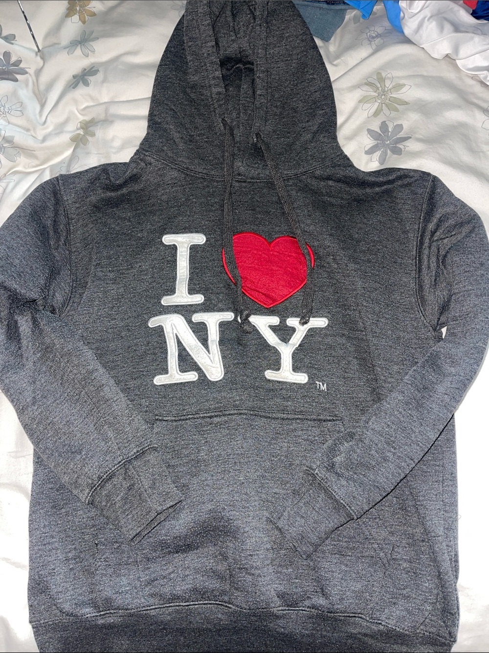 I Heart NY Women's Charcoal Hooded Pullover